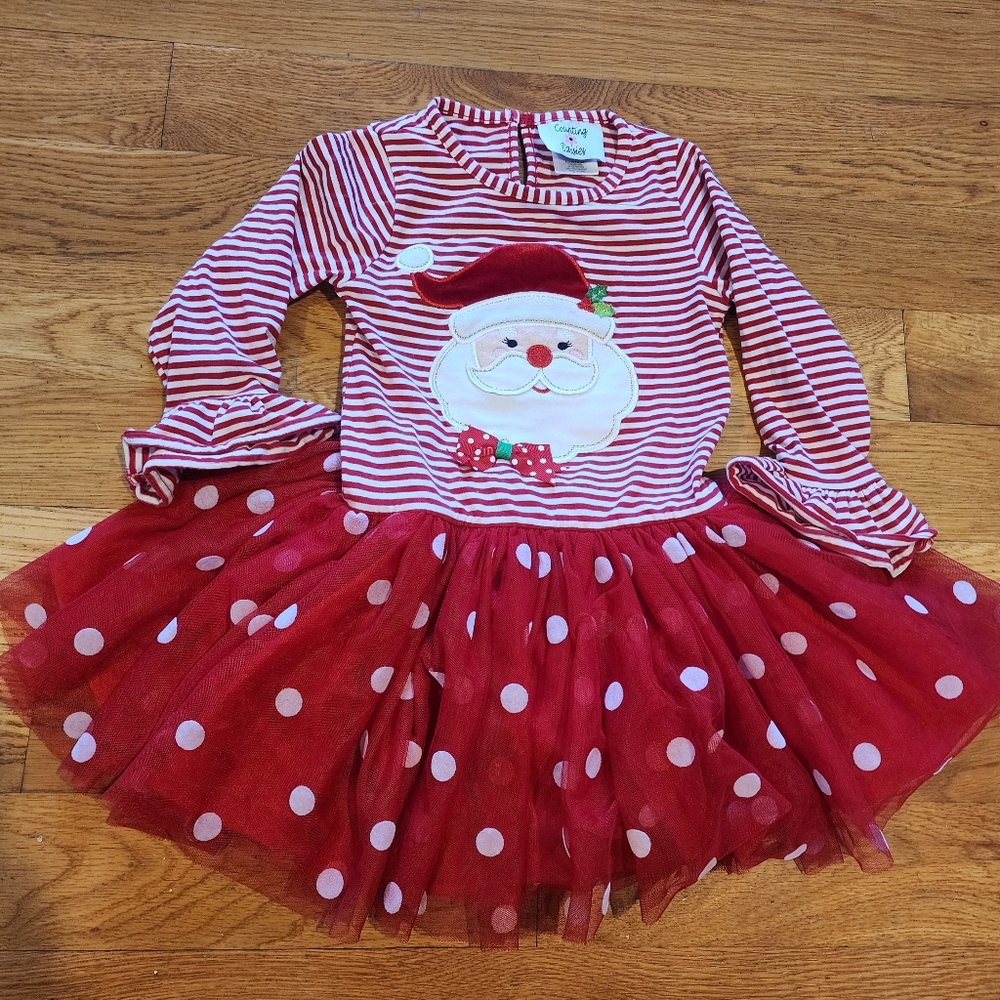 Festive Fun: Counting Daisies Girls' 4T Santa Christmas Dress!